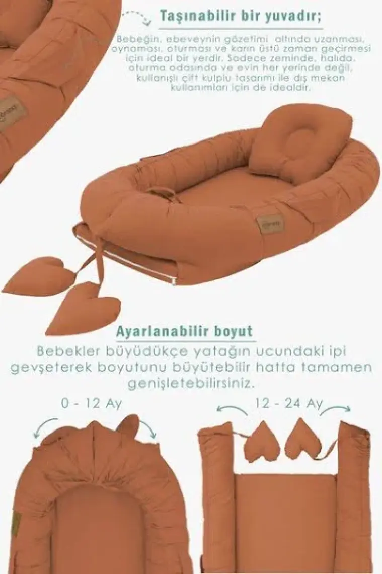mordesign Babynest Ortopedik Bebek Yatağı, Anne Yanı Bebek Yatağı, Ergonomik Tasarım, Morremix Serisi