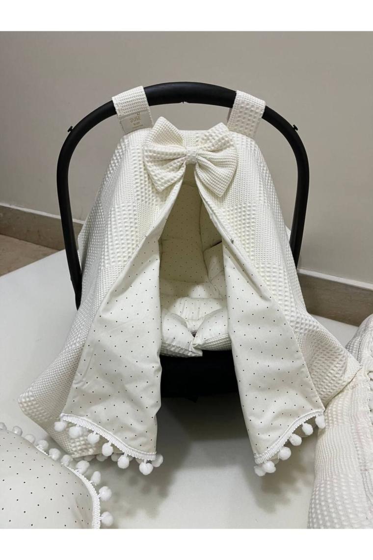Buse Baby Home Pembe , Pikeli ve Ponponlu, Babynest/ana Kucağı/anne Yanı