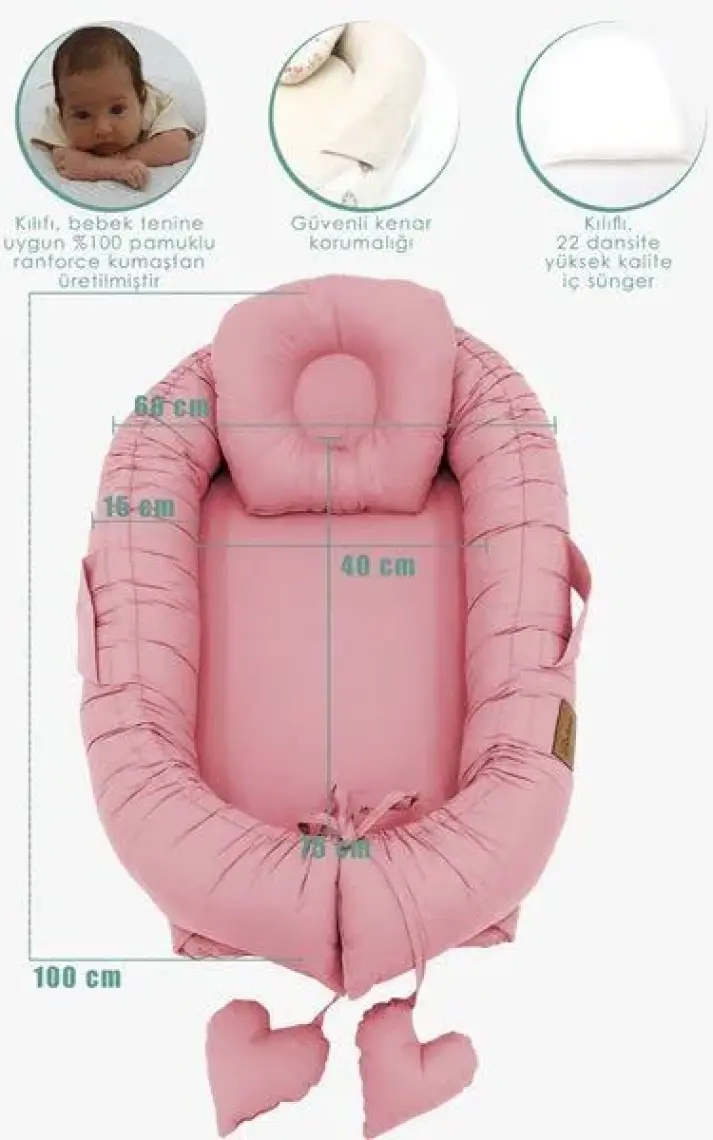 mordesign Babynest Ortopedik Bebek Yatağı, Anne Yanı Bebek Yatağı, Ergonomik Tasarım, Morremix Serisi