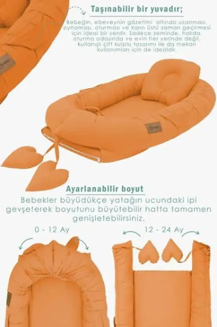 mordesign Babynest Ortopedik Bebek Yatağı, Anne Yanı Bebek Yatağı, Ergonomik Tasarım, Morremix Serisi