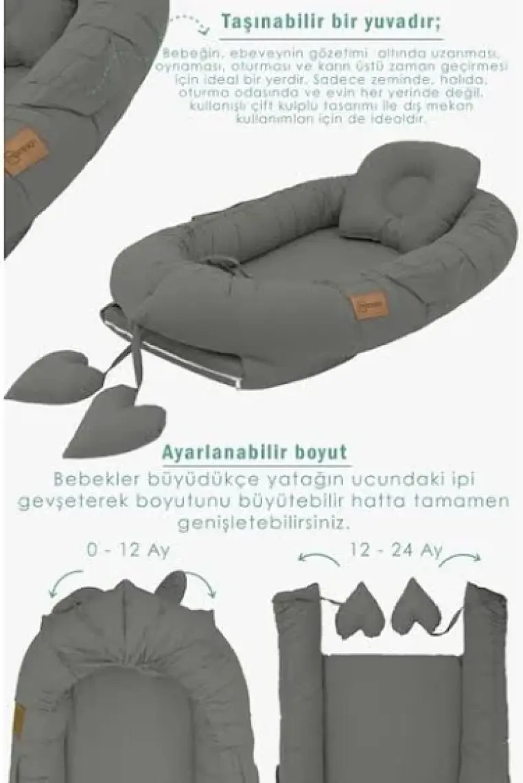 mordesign Babynest Ortopedik Bebek Yatağı, Anne Yanı Bebek Yatağı, Ergonomik Tasarım, Morremix Serisi