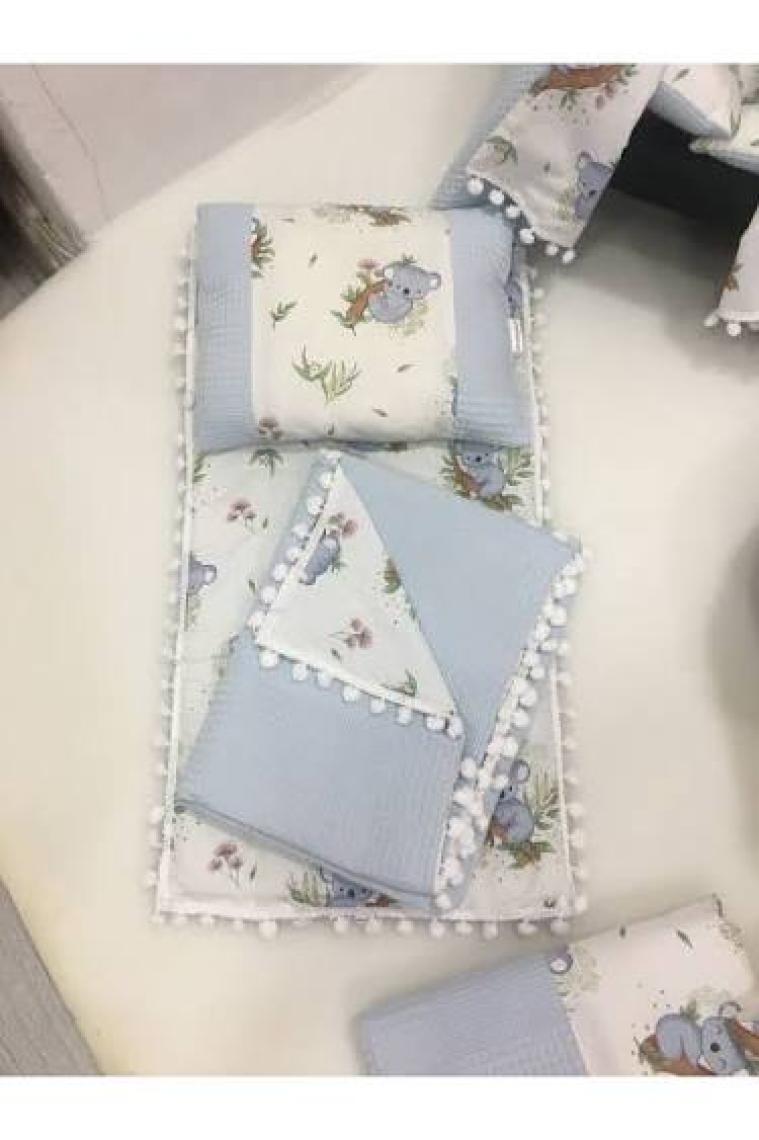 Buse Baby Home Mavi Çok Amaçlı Babynest , Puset Örtüsü ve Minderi , Alt Açma ve Battaniye, Nevresim Takımı 15'li Set