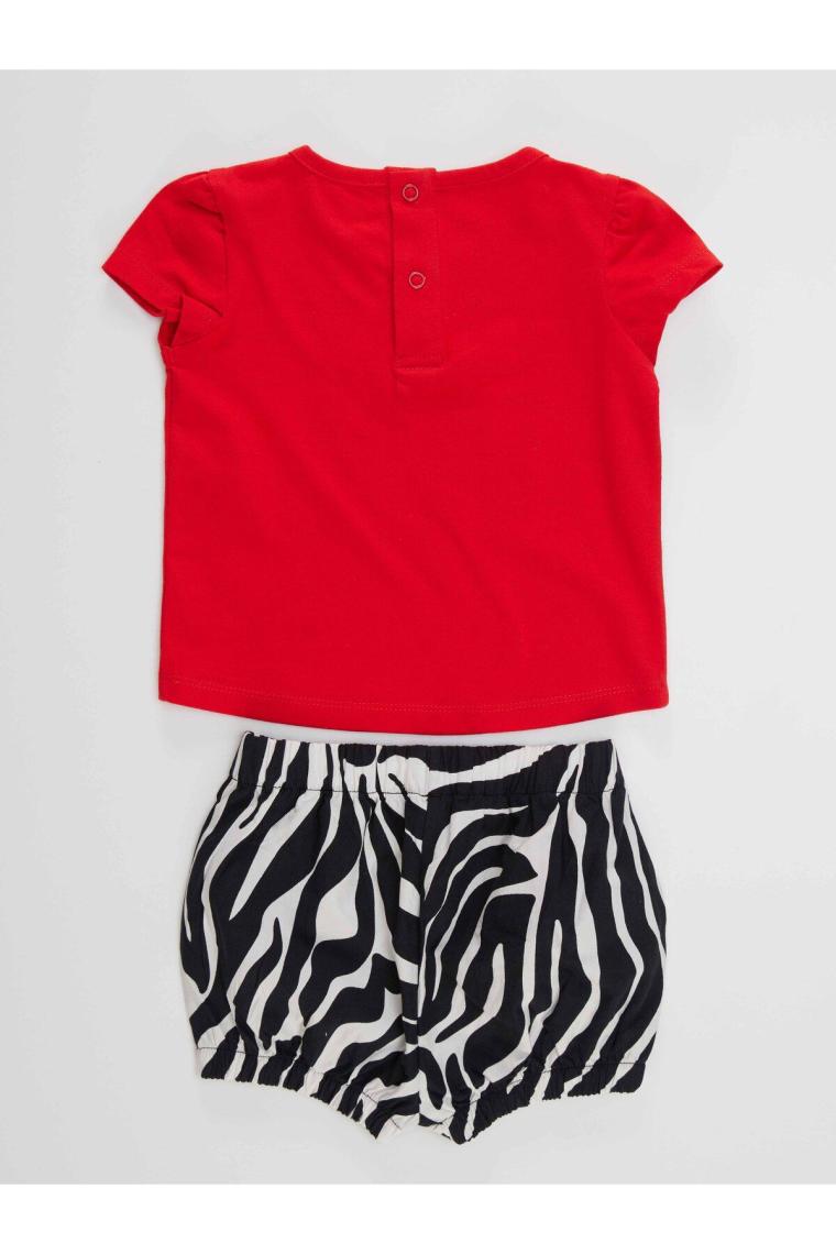 Balerin Zebra Kız Bebek T-shirt Poplin Şort Takım