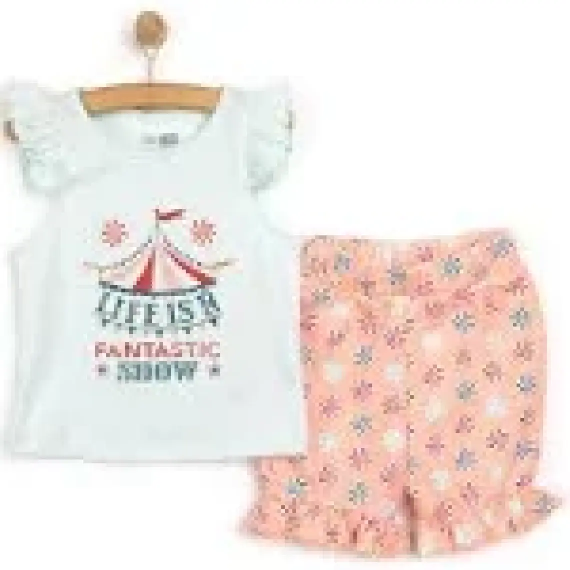 HelloBaby HelloBaby Basic Sirk Temalı Fırfırlı Atlet-Şort Kız Bebek