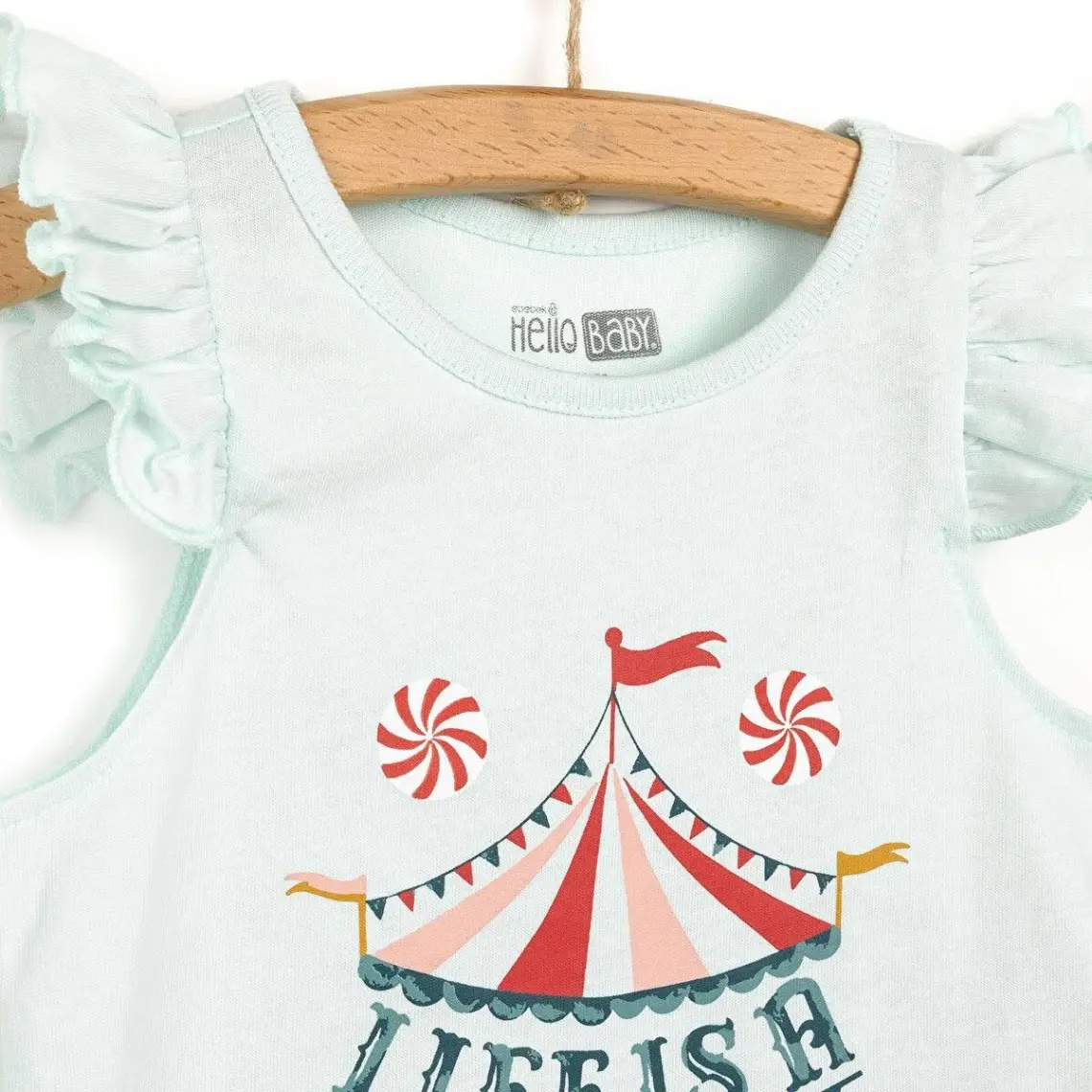 HelloBaby HelloBaby Basic Sirk Temalı Fırfırlı Atlet-Şort Kız Bebek