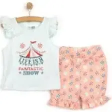 HelloBaby HelloBaby Basic Sirk Temalı Fırfırlı Atlet-Şort Kız Bebek