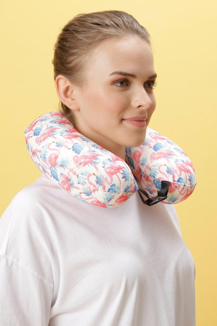 Colorful Ortopedik Seyahat Yastığı Visco Boyun Yastığı - Flamingo/l