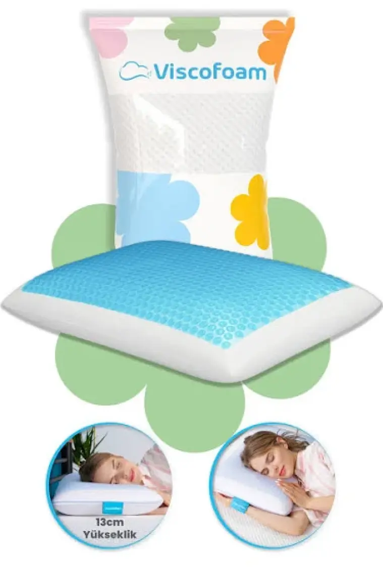 Evva Terletmeyen Ortopedik Yastık Serinleten Visco Yastık Jelli Yastık 59x39x13cm