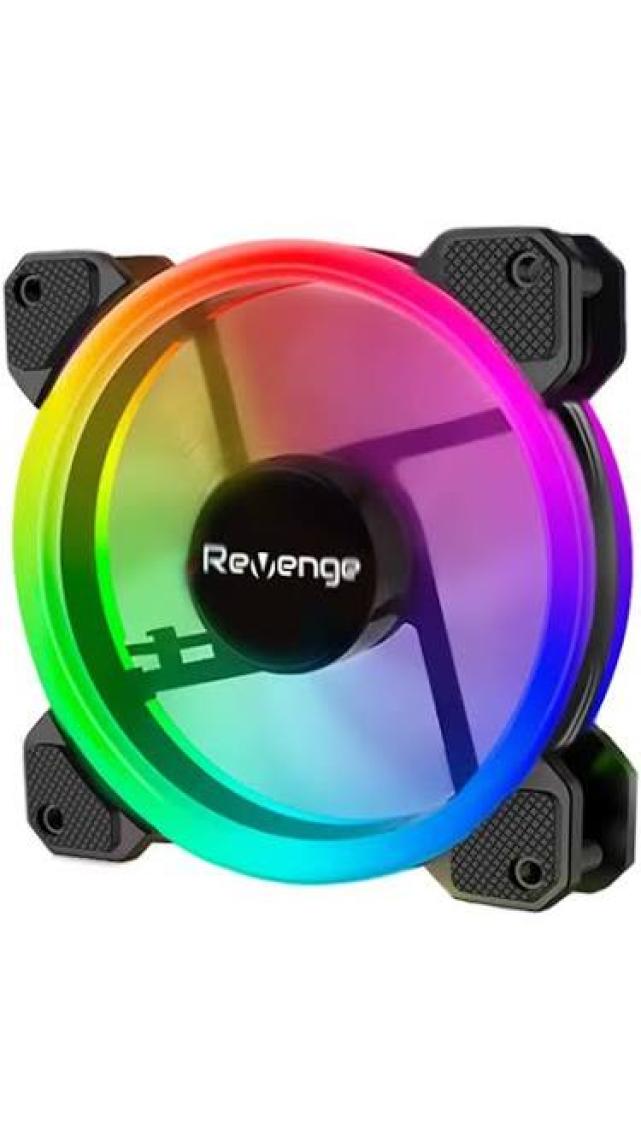 Revenge RV-400 12CM Sabit Yanan Siyah Rainbow Kasa Fanı Molex Bağlantılı LED Bilgisayar Fanı Revenge Uyumlu
