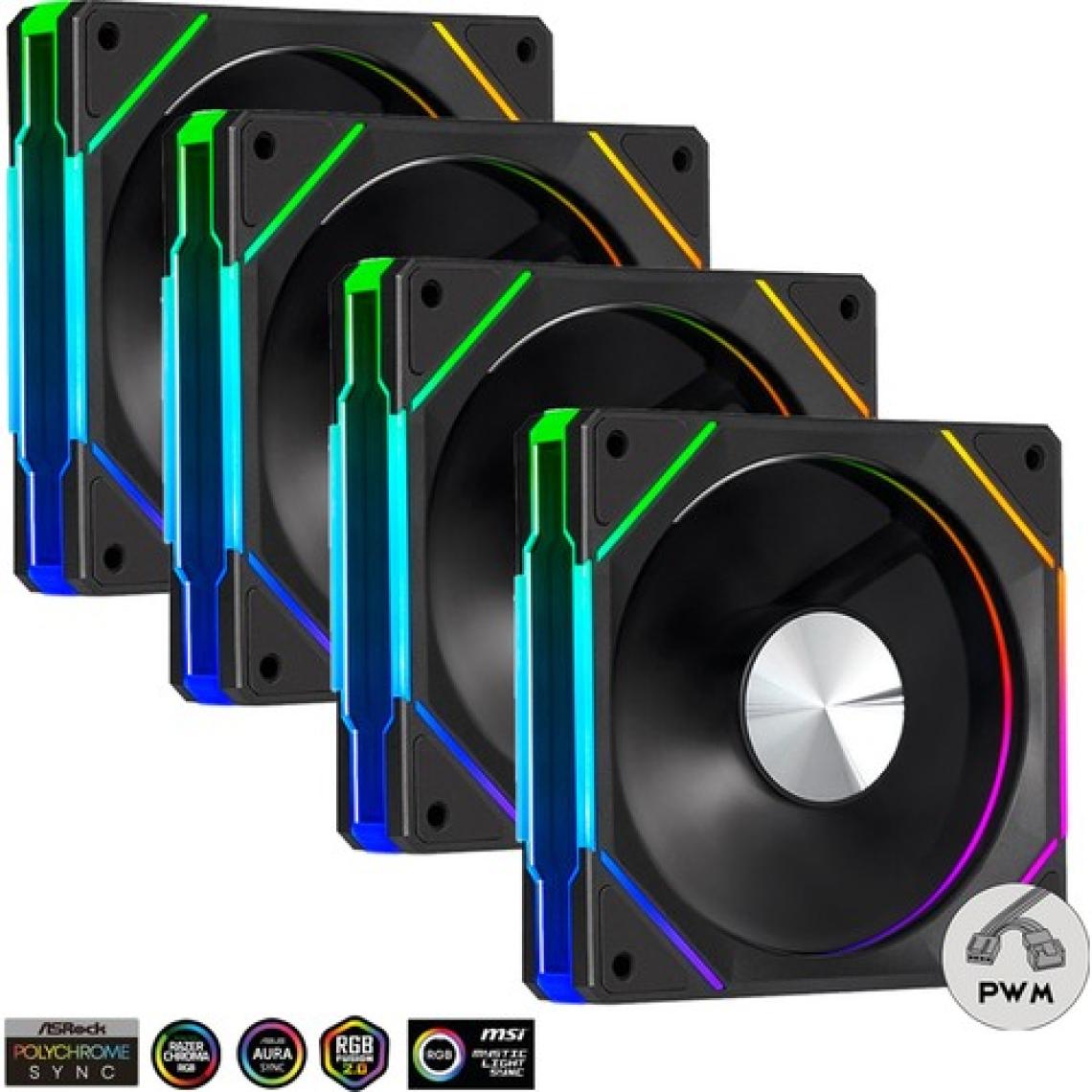 Dragos LS300 V2 Reverse 120MM Argb, 2000RPM, Kontrolcü, Kumanda Pwm 4lü Set Siyah Kasa Fanı