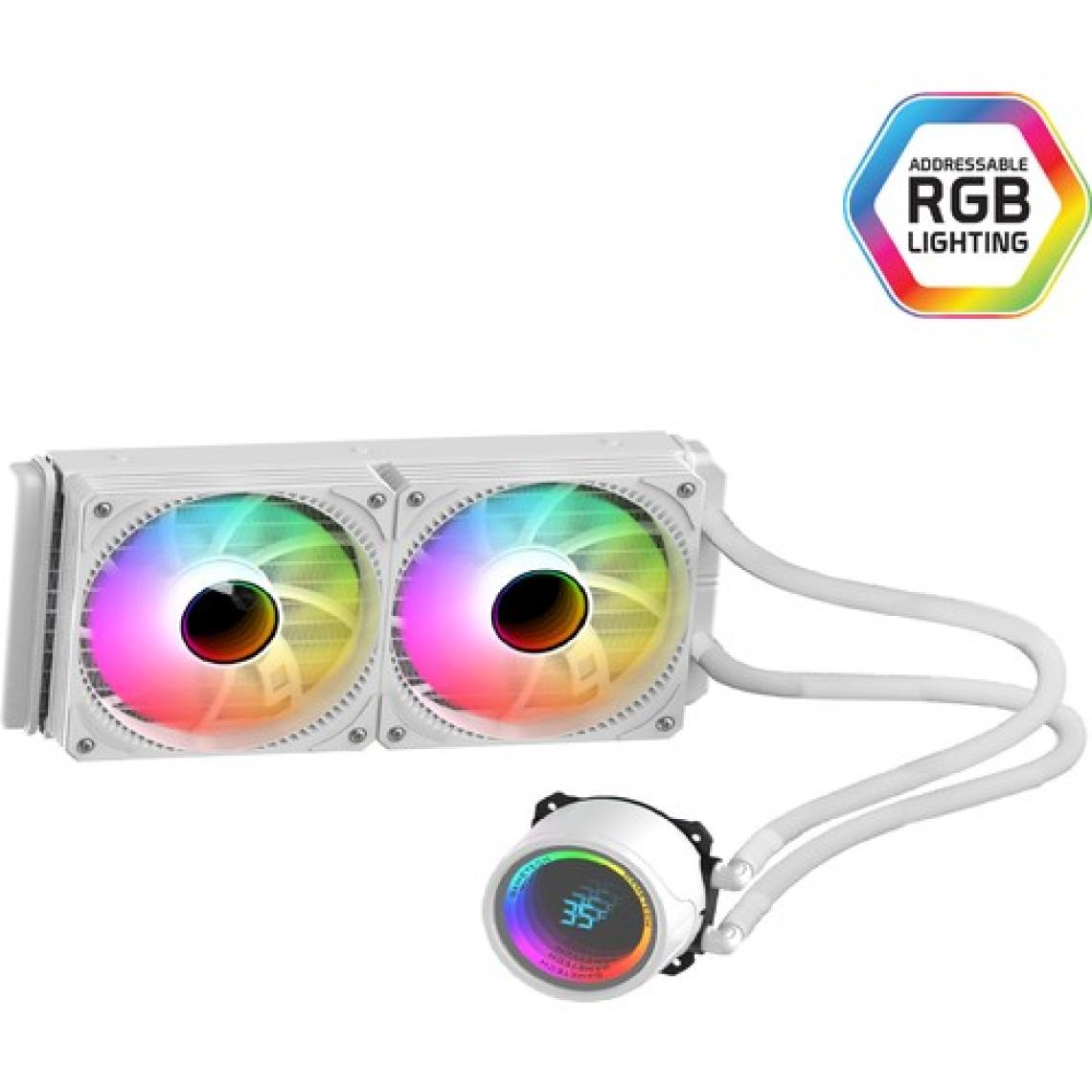 GAMETECH HYDRA 240mm Beyaz Isı Göstergeli Argb Sıvı Soğutma Sistemi
