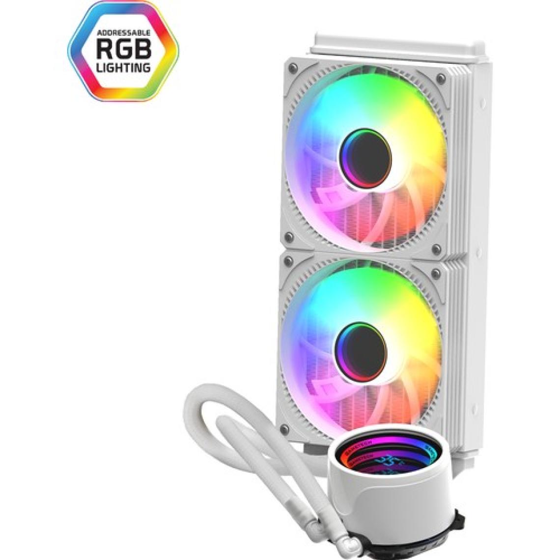 GAMETECH HYDRA 240mm Beyaz Isı Göstergeli Argb Sıvı Soğutma Sistemi