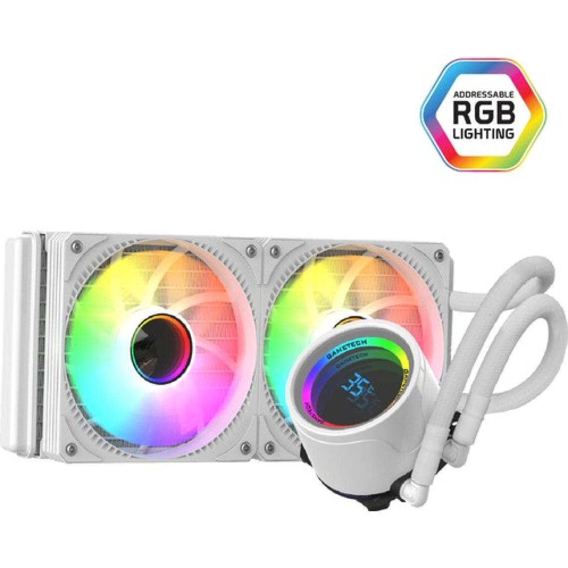 GAMETECH HYDRA 240mm Beyaz Isı Göstergeli Argb Sıvı Soğutma Sistemi