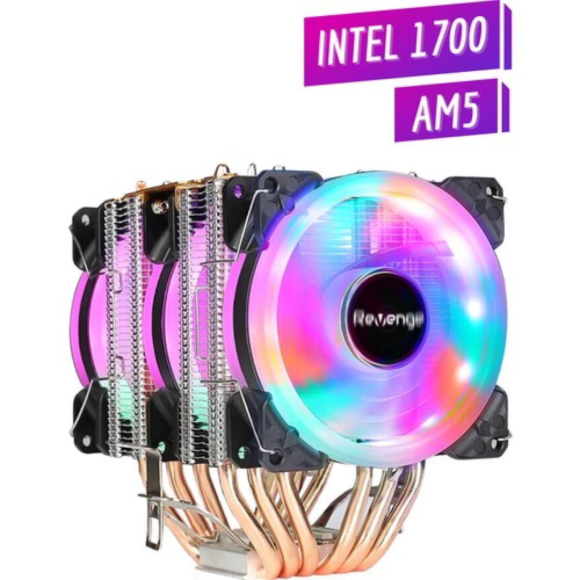 Revenge Cold Frost 603 Kule Tipi 3 Fanlı Rainbow Gaming Işlemci Fanı 6 Bakır Kanallı Cpu Fan Soğutma Sistemi