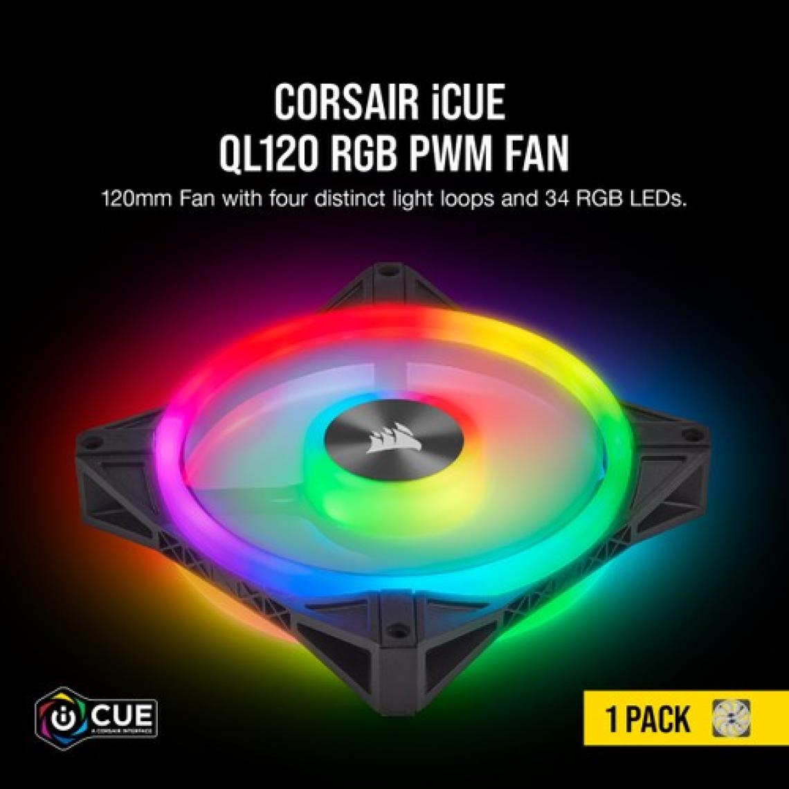 CORSAIR CO-9050097-WW İCUE QL120 RGB 120 MM DÖRT RGB RENK DÖNGÜLÜ PWM FAN