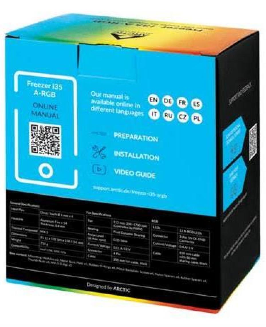 Arctic Freezer I35 A-Rgb Intel Uyumlu Adreslenebilir Argb Ledli, 4x Isı Borulu, Pwm Fanlı Işlemci Soğutucu (AR-ACFRE00104A)