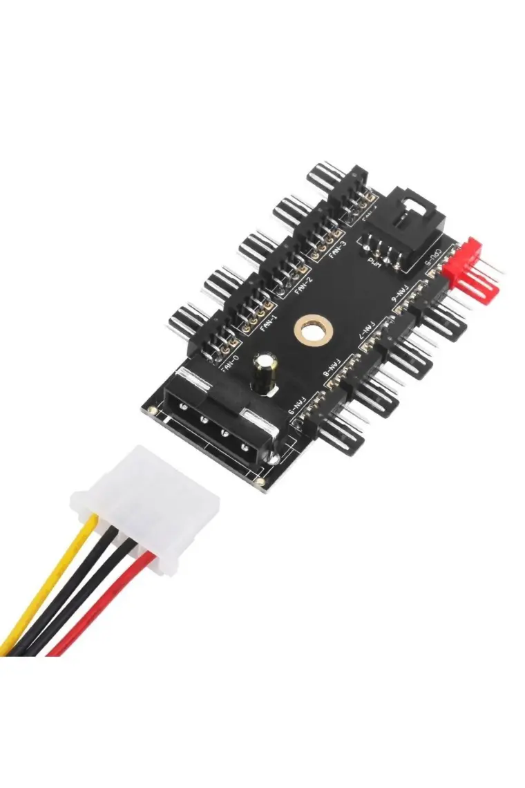 10 Port Fan Çoklayıcı 10LU Fan Kontrol Pwm 12V 4 Pin Fan Denetleyici Molex Ide