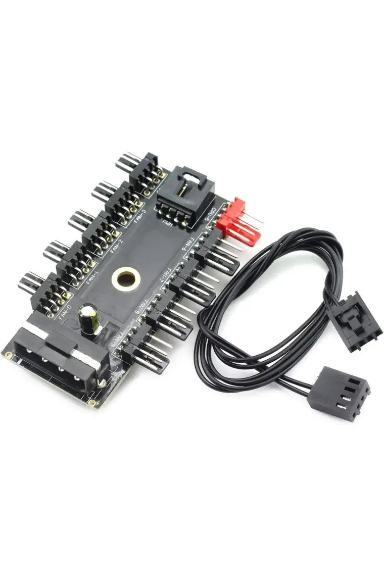10 Port Fan Çoklayıcı 10LU Fan Kontrol Pwm 12V 4 Pin Fan Denetleyici Molex Ide