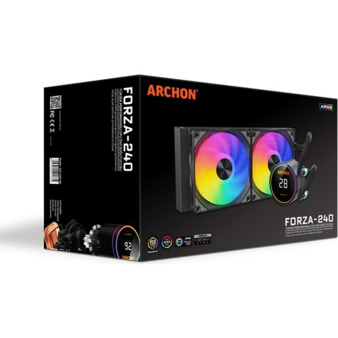 Archon Forza 240MM Argb Cpu Soğutucu Sıvı Soğutma Sistemi Siyah ( Sıcaklık Göstergeli )