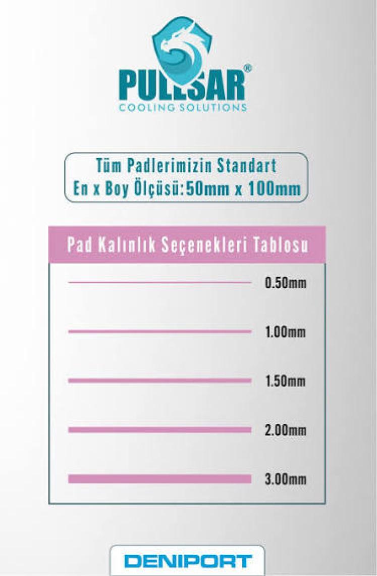 Pullsar Thermopad Extreme - 100x50 mm | 3,0 mm Kalınlık | 12,8 W/m-K İletkenlik ile Bilgisayarınız İçin Güçlü Soğutma Çözümü!
