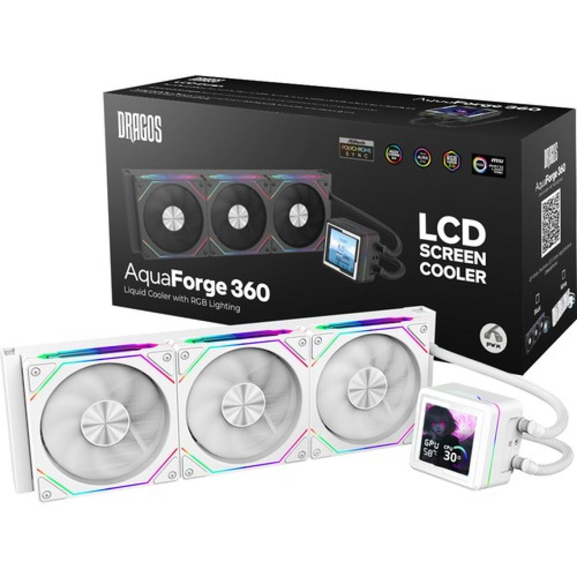 Dragos Aquaforge 360 Intel-Amd 360MM LCD Ekranlı Argb Beyaz Sıvı Soğutucu