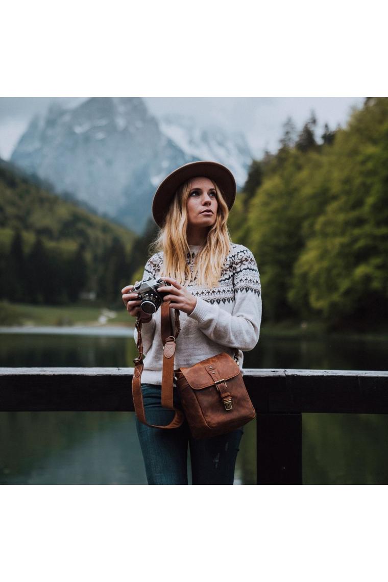 Hakiki Deri Fotoğraf Makinesi Omuz Çantası