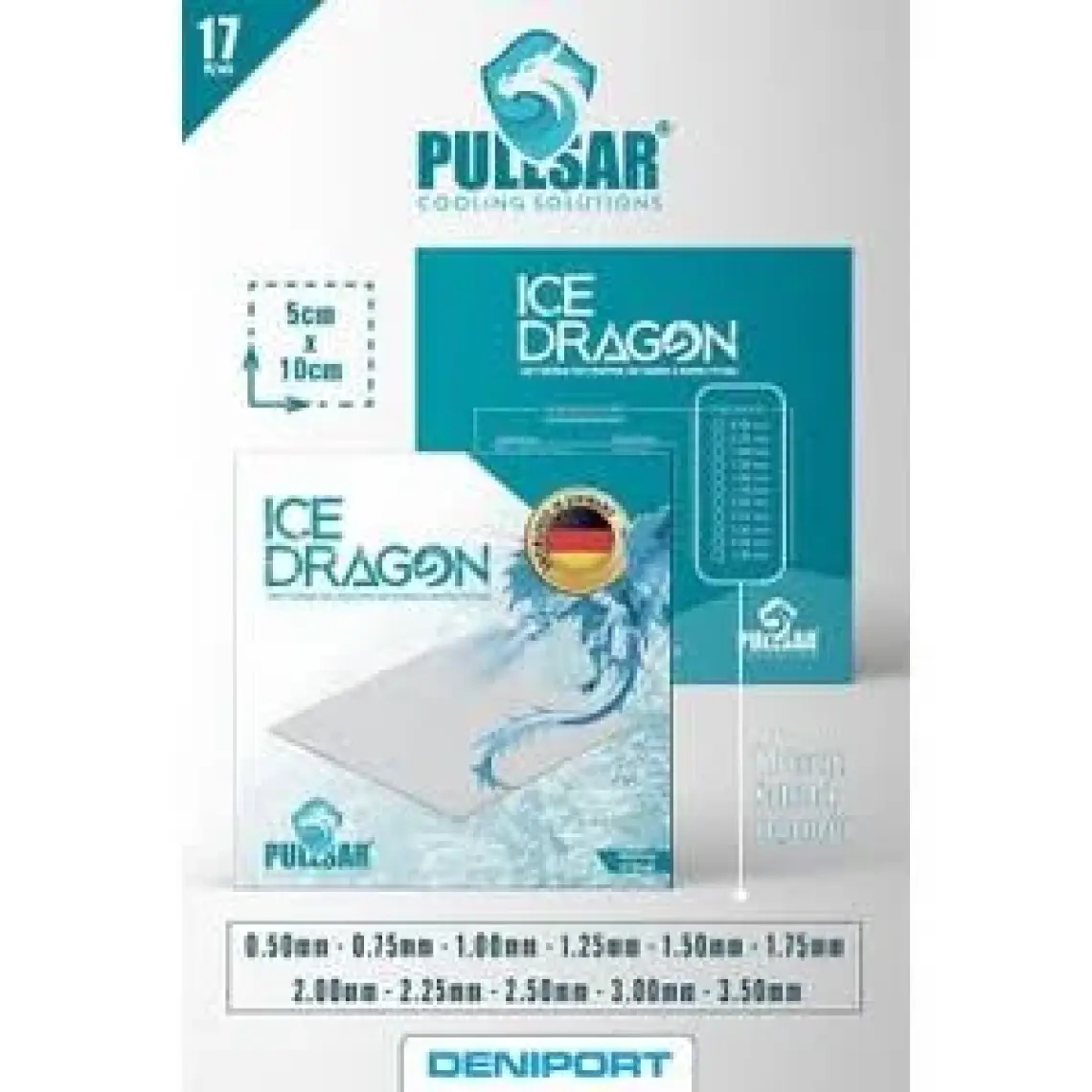 Pullsar Ice Dragon® Thermal/Termal Pad - 100x50 mm | 0,50 mm Kalınlık | 17.0 W/m-K İletkenlik ile Maksimum Soğutma Gücü!