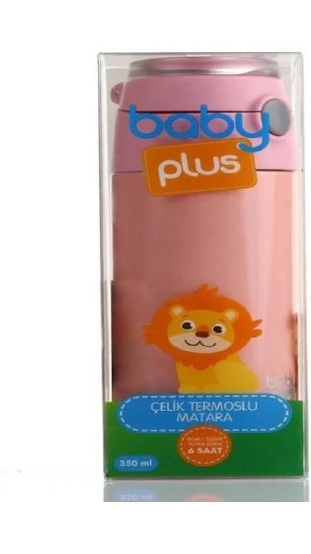 Baby Plus Çelik Termoslu Matara 350ml Pembe