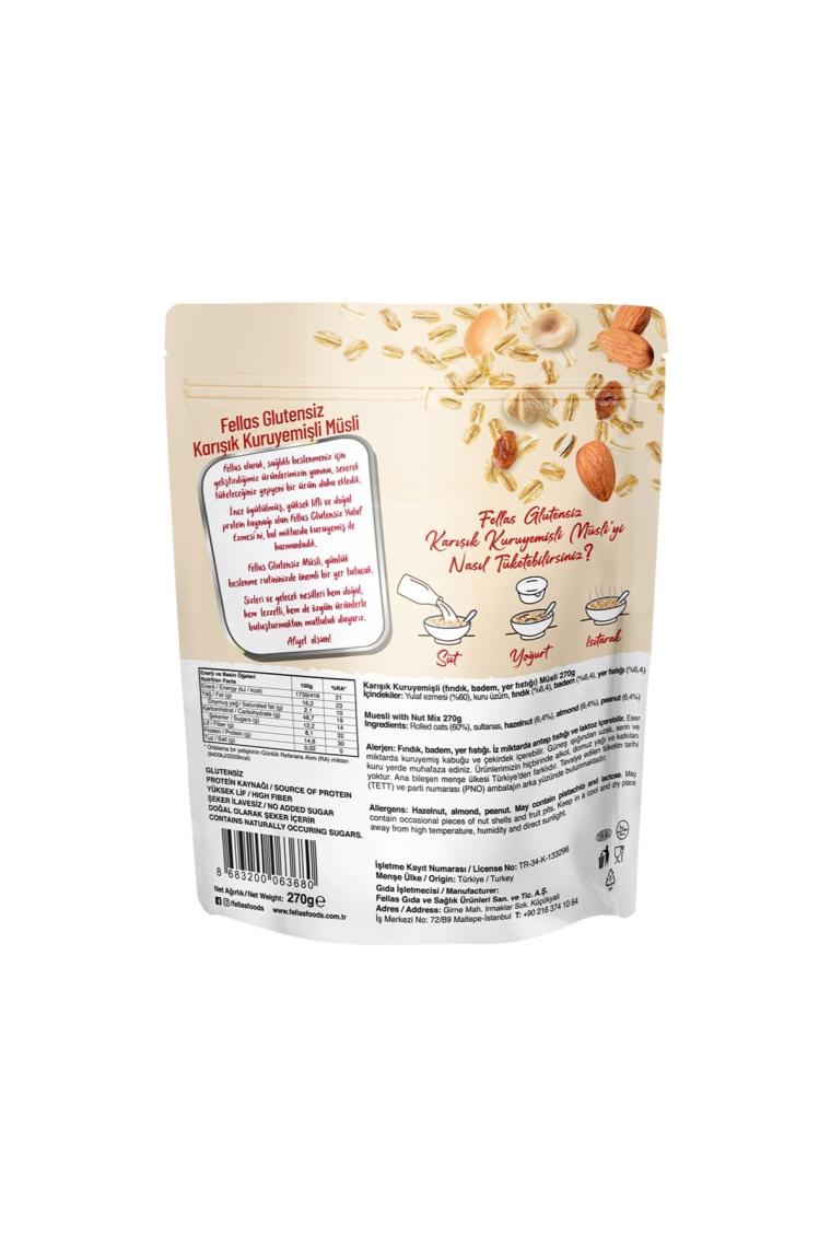 Glutensiz Müsli 2'li - Kırmızı Meyveli 270g + Karışık Kuruyemişli 270g