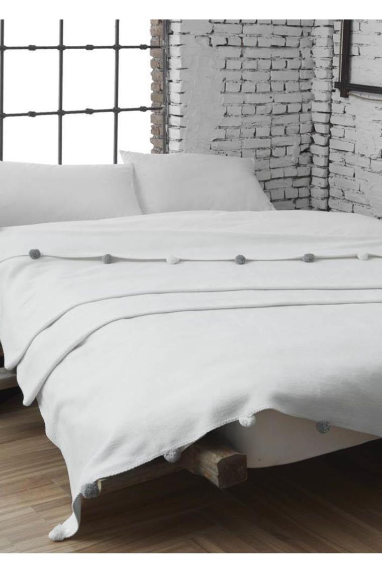 Dolce Bonita Home 150X200 Tek Kişilik Ponponlu Pike Battaniye Krem