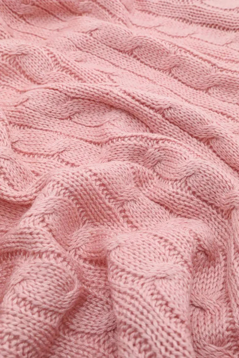 Biocotton Triko Ponponlu Örgü Tv Battaniyesi - Kahverengi