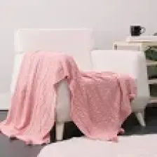 Biocotton Triko Ponponlu Örgü Tv Battaniyesi - Kahverengi