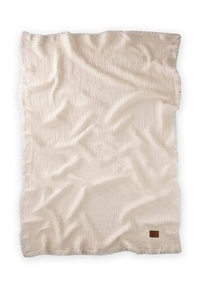 Cigit Müslin Dört Kat Yatak Örtüsü 200x220 Cm Naturel