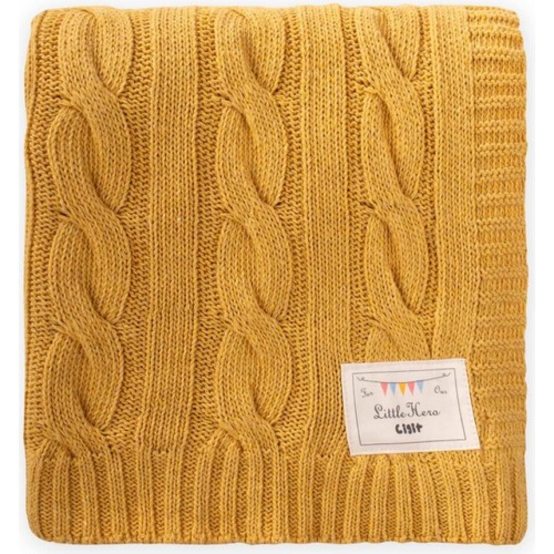 Cigit Saç Örgü Triko Battaniye 80X100 cm (+/-5 Cm) Hardal Sarı