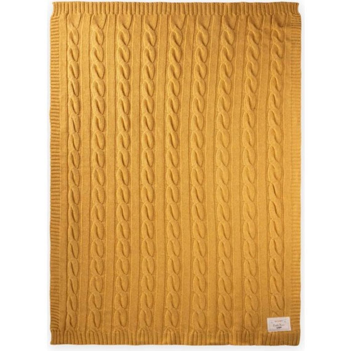 Cigit Saç Örgü Triko Battaniye 80X100 cm (+/-5 Cm) Hardal Sarı