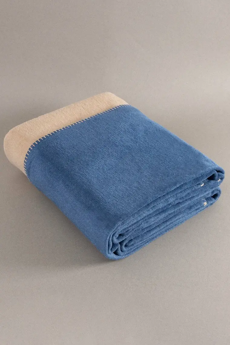 Twin Soft Pamuklu Çift Kişilik Battaniye Kahve Mavi 200 x 220 5012A