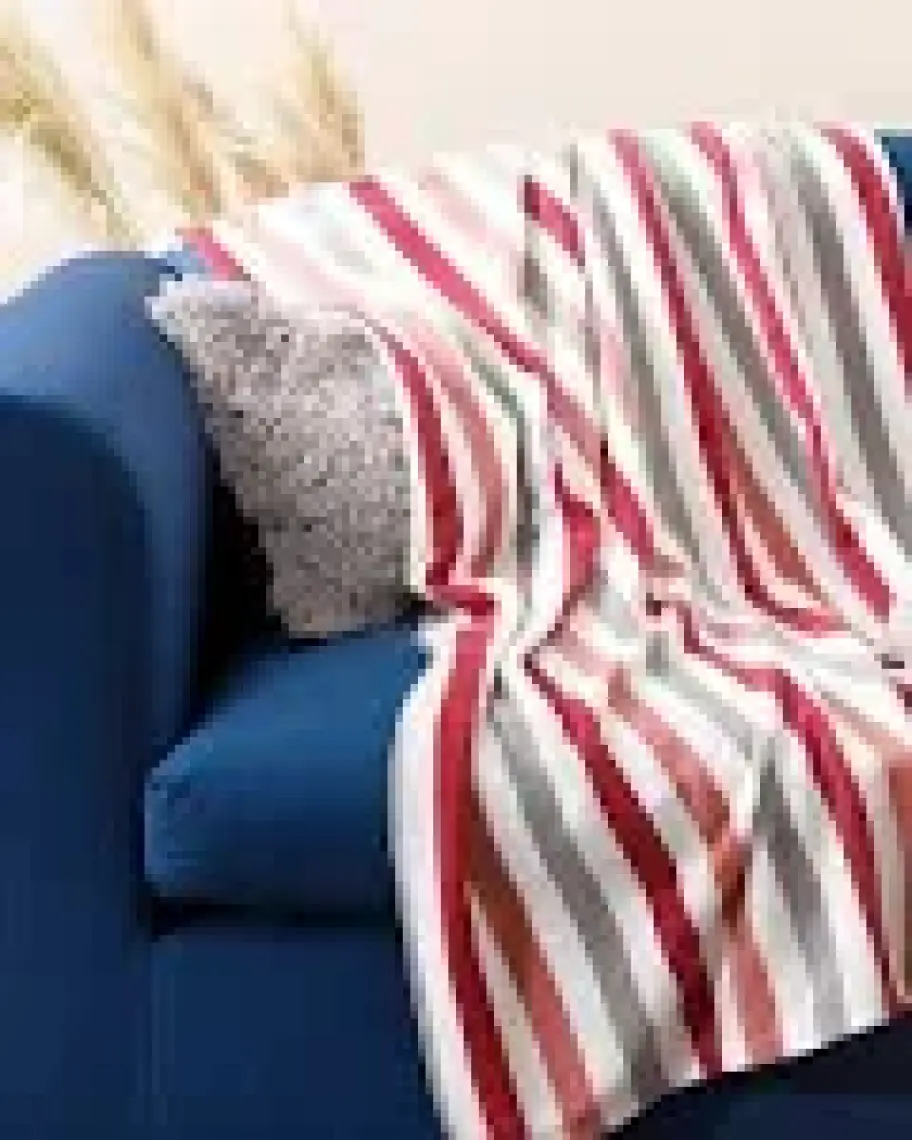 English Home Stripe Polar Tv Battaniye 120x170 cm Gül Kurusu