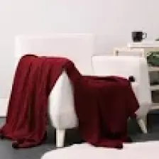 Biocotton Triko Ponponlu Örgü Tv Battaniyesi - Bordo