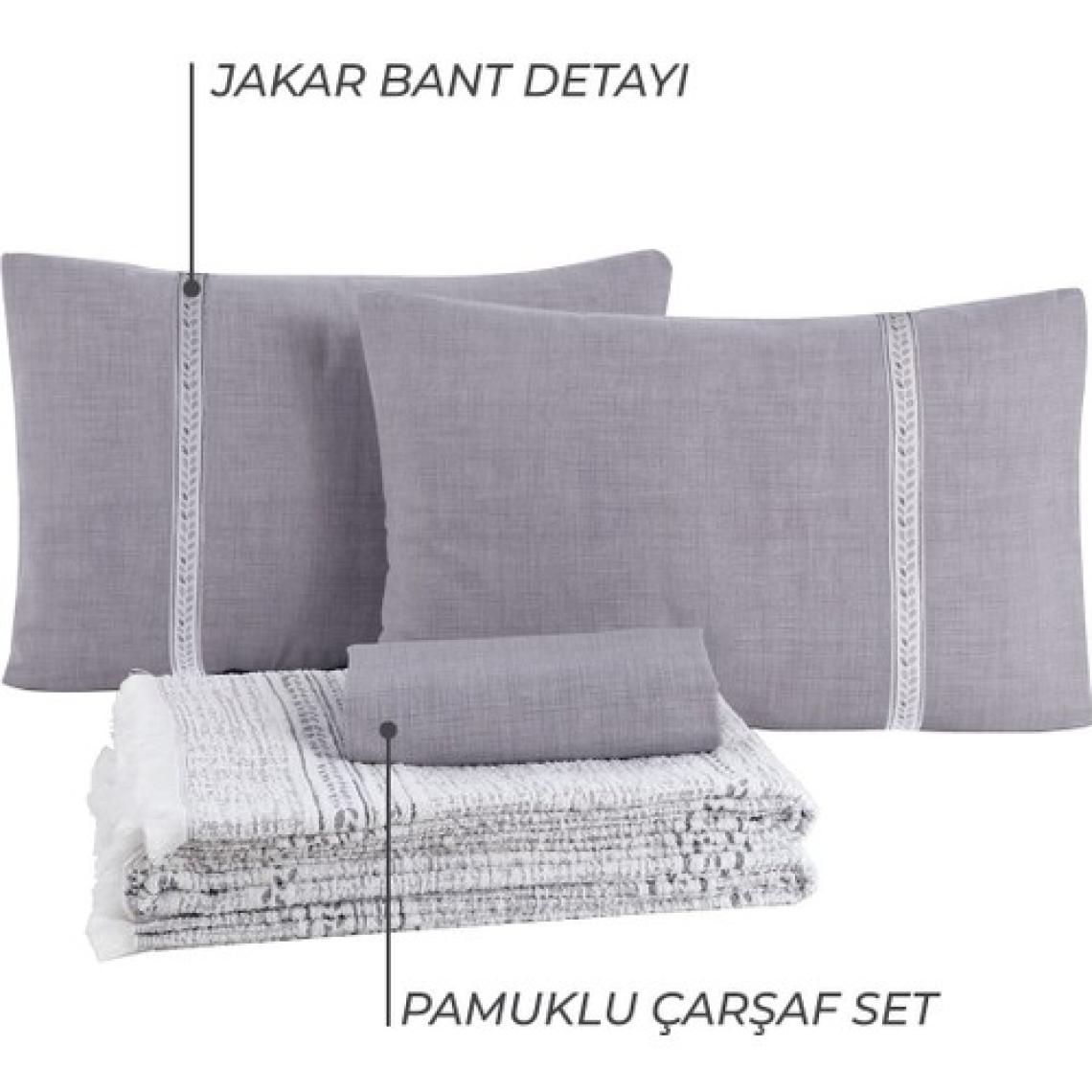 Elart Nish 4 Mevsim Pike Takımı Çift Kişilik 4 Parça Antrasit