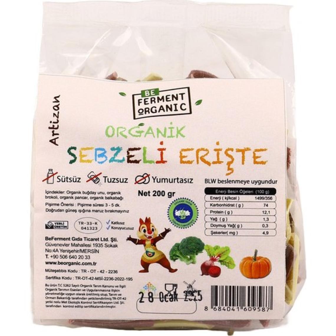 Beorganic Beferment Artizan Organik  Sebzeli Çocuk Erişte  200 G