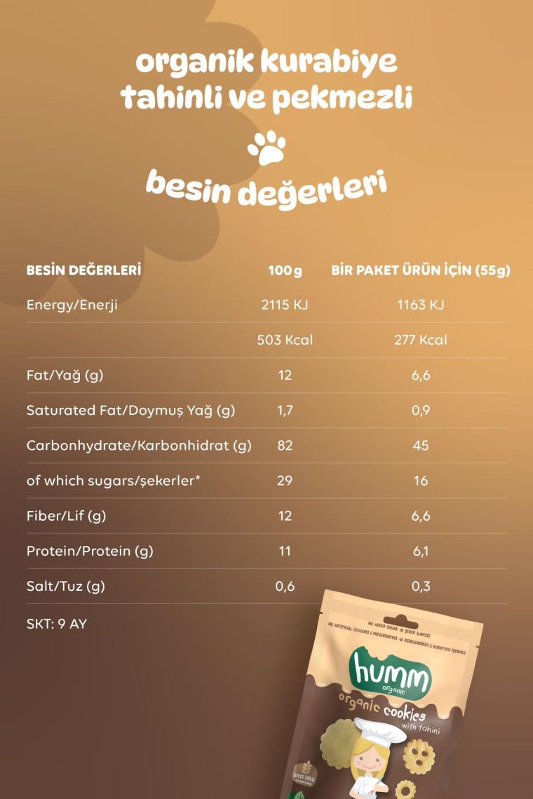Humm Organic Tahinli ve Pekmezli Kurabiye 55 gr