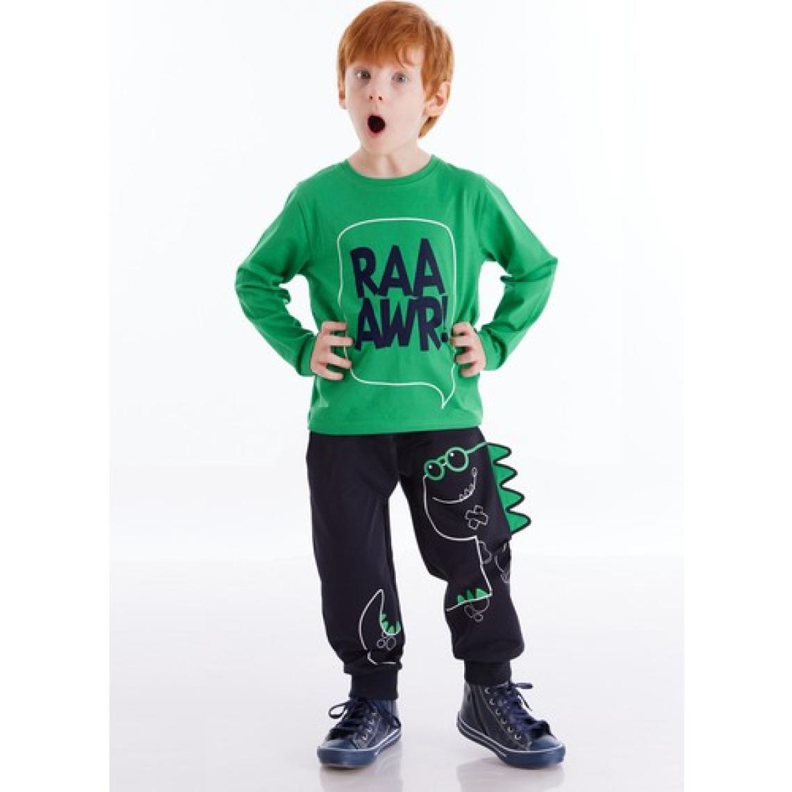 Denokids Tırtırlı Dino Erkek Çocuk Pantolon Takım