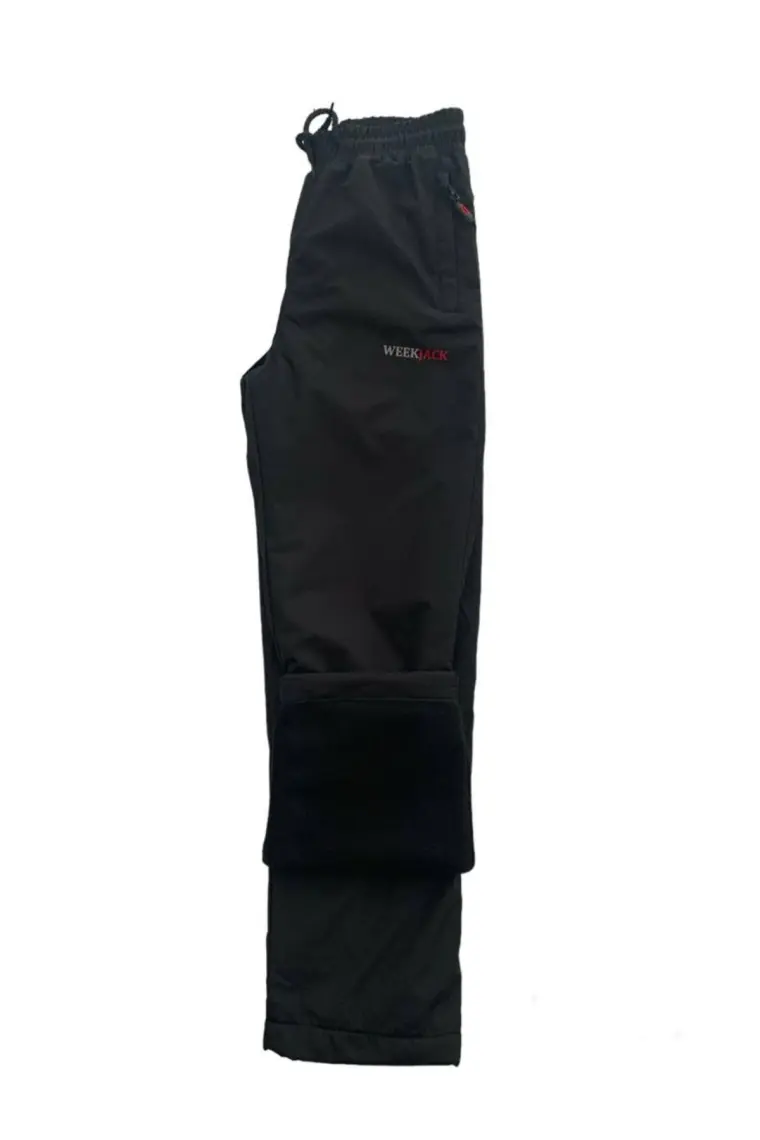 WeekJack Unisex Çocuk Içi Polarlı Su Geçirmez Siyah Kar Pantolonu