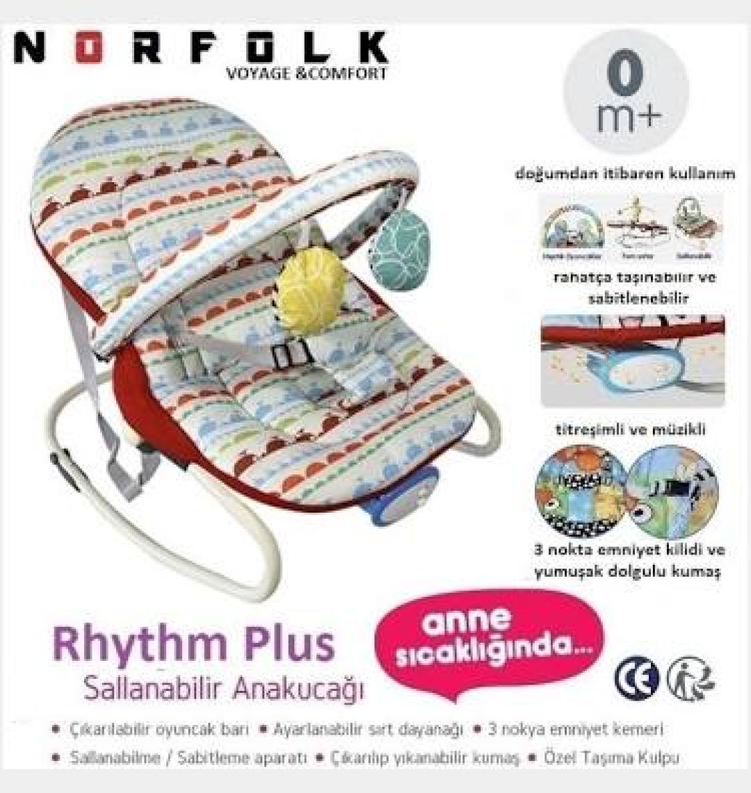 Norfolk Rhythm Titreşimli ve Müzikli Ev Tipi Ana Kucağı - Tam Yatarlı - Kademeli Sırt Ayarı - Sevimli Balina
