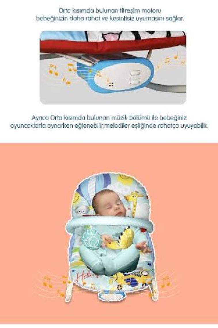 Norfolk Rhythm Titreşimli ve Müzikli Ev Tipi Ana Kucağı - Tam Yatarlı - Kademeli Sırt Ayarı - Uçan Balon Mürdüm