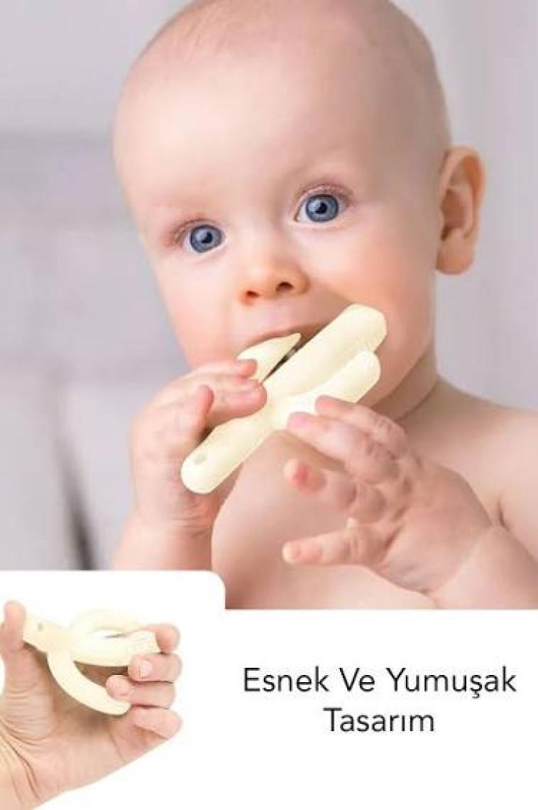 Meleni Baby Kaktüs Bebek Diş Kaşıyıcı - Bebek Diş Kaşıma Dişlik Krem