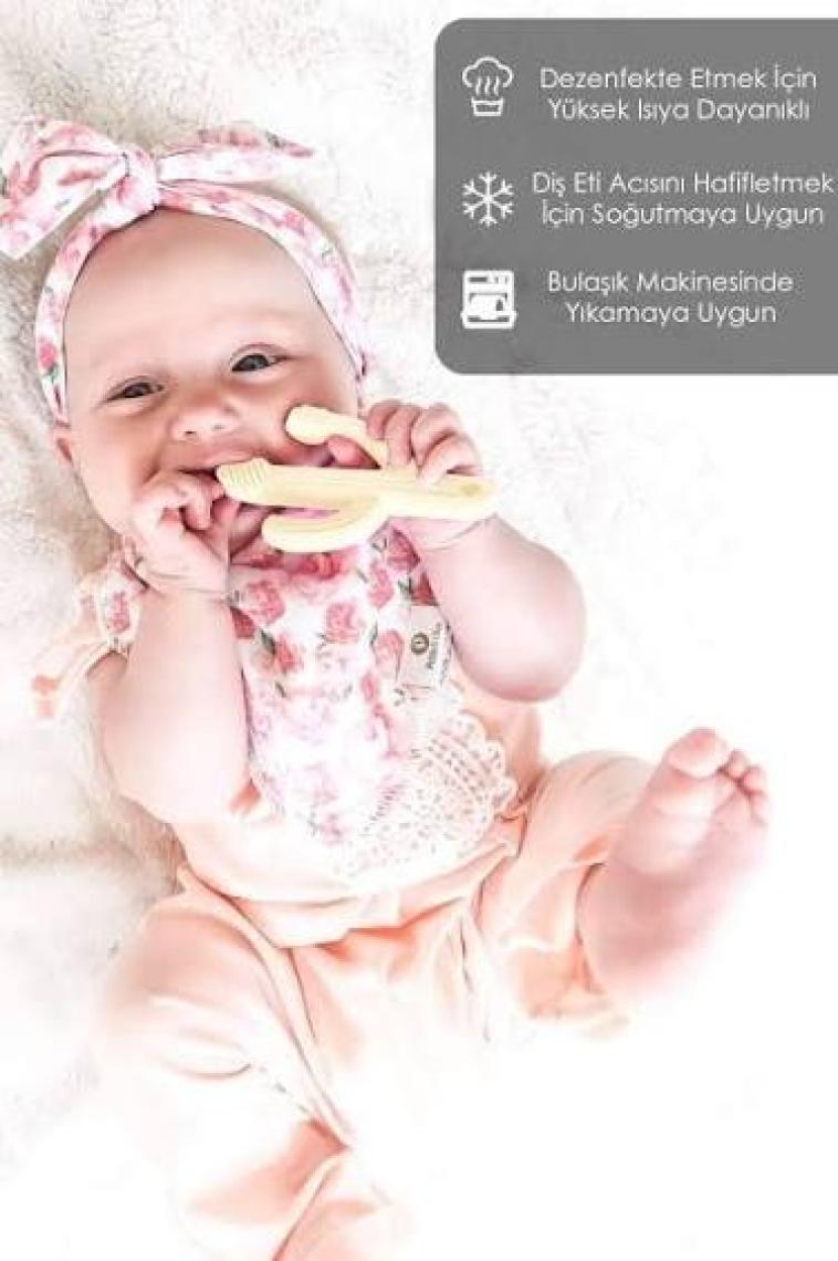 Meleni Baby Kaktüs Bebek Diş Kaşıyıcı - Bebek Diş Kaşıma Dişlik Krem