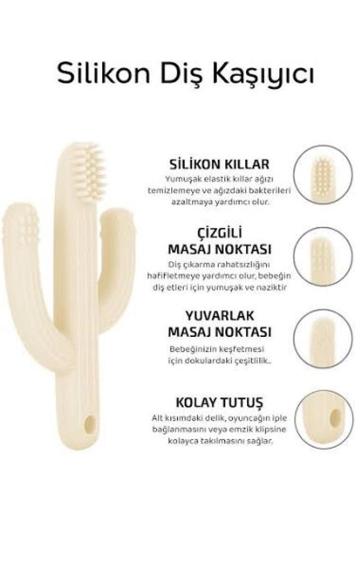Meleni Baby Kaktüs Bebek Diş Kaşıyıcı - Bebek Diş Kaşıma Dişlik Krem