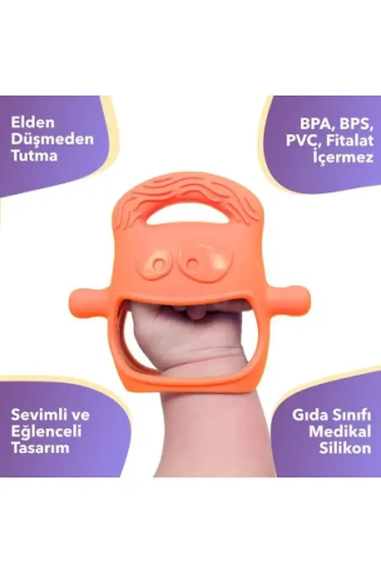 MOCHi Silikon Bebek Diş Kaşıyıcı – BPA ve BPS İçermez, Ergonomik Tutma, Sevimli Tasarım, Duyusal ve Motor Gelişimi Destekler