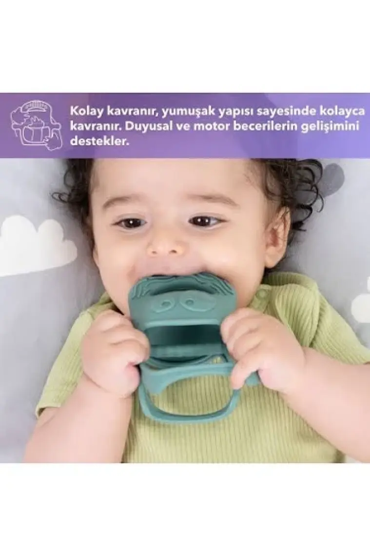 MOCHi Silikon Bebek Diş Kaşıyıcı – BPA ve BPS İçermez, Ergonomik Tutma, Sevimli Tasarım, Duyusal ve Motor Gelişimi Destekler